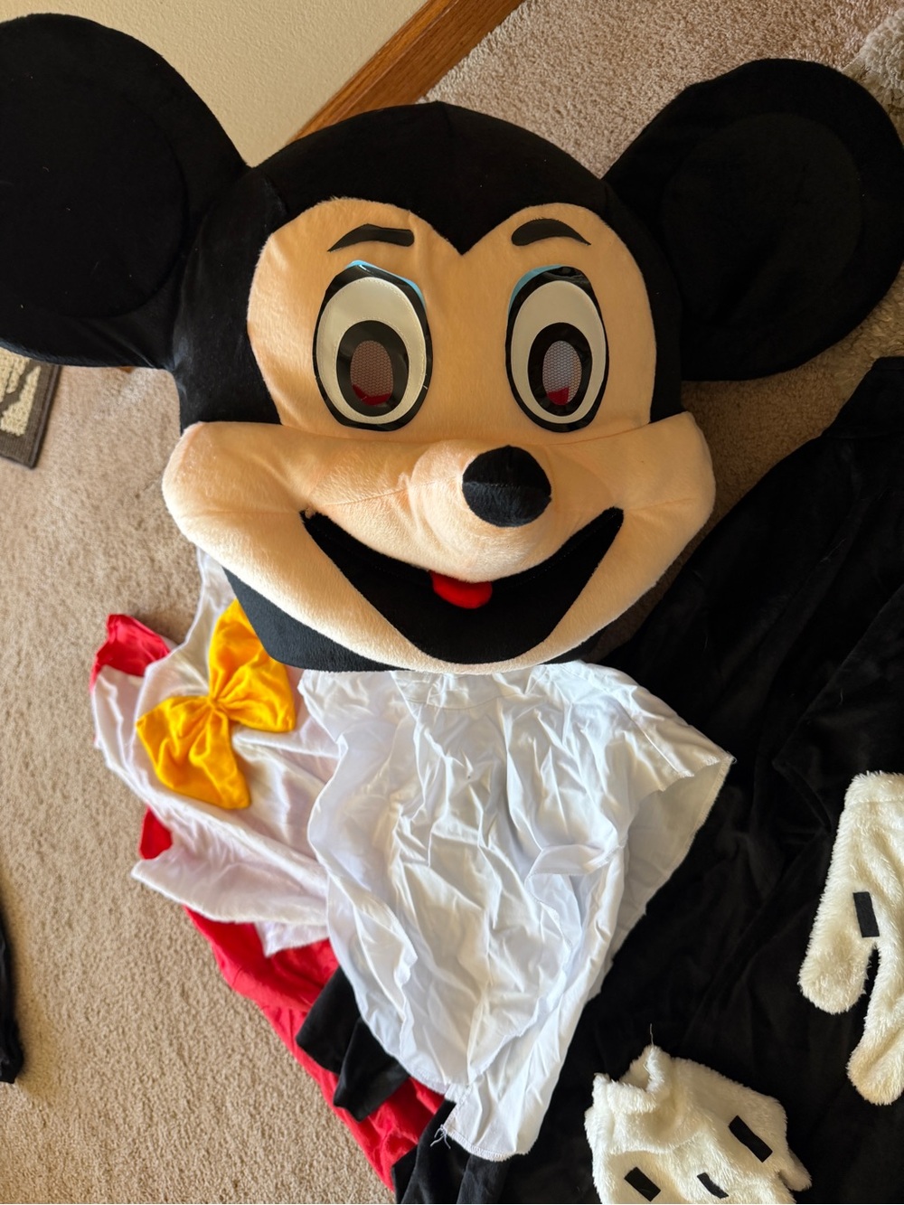 Mickey Mouse Character Costume Head and Dress - Black, White, Red, Yellow